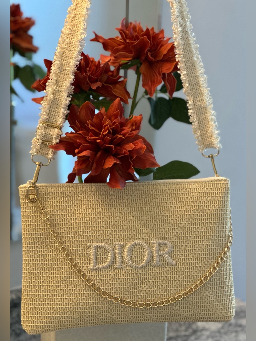 Dior Cream Woven Beauty Bag NWOT  GWP ITEM